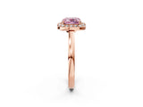 Rose gold Fancy Pink Cushion Cut Halo Diamond Ring with Solitaire Band and Prong Setting_2