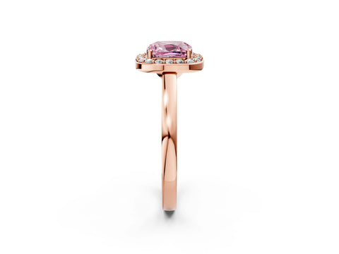 Rose gold Fancy Pink Cushion Cut Halo Diamond Ring with Solitaire Band and Prong Setting_2