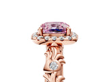 Rose gold Fancy Pink Cushion Cut Halo Diamond Solitaire with Filigree Band and Four-Prong Setting_5