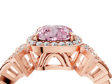 Rose gold Fancy Pink Cushion Cut Halo Diamond Split Shank Engagement Ring with Four-Prong Setting_4