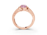 Rose gold Fancy Pink Cushion Cut Halo Diamond Split Shank Ring with Prong Setting_3