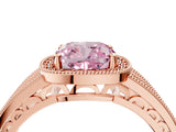 Rose gold Fancy Pink Cushion Cut Halo Diamond Split Shank Ring with Prong Setting_4