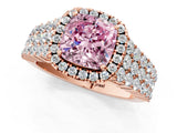 Rose gold Fancy Pink Cushion Cut Halo Pavé Diamond Engagement Ring with Split Shank and Four-Prong Setting_4