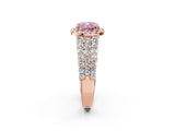 Rose gold Fancy Pink Cushion Cut Halo Pavé Diamond Engagement Ring with Split Shank and Four-Prong Setting_5