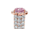 Rose gold Fancy Pink Cushion Cut Halo Pavé Diamond Engagement Ring with Split Shank and Four-Prong Setting_8