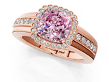 Rose gold Fancy Pink Cushion  Cut Halo Pave Band Four-Prong Ring_50