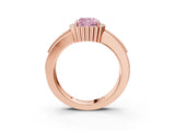 Rose gold Fancy Pink Cushion  Cut Halo Pave Band Four-Prong Ring_52