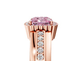 Rose gold Fancy Pink Cushion  Cut Halo Pave Band Four-Prong Ring_54