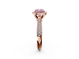 Rose gold Fancy Pink Cushion  Cut Halo Pave Band Four-Prong Setting Ring_39