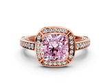 Rose gold Fancy Pink Cushion  Cut Halo Pave Split Shank Prong Setting Ring_32