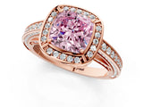 Rose gold Fancy Pink Cushion  Cut Halo Pave Split Shank Prong Setting Ring_33