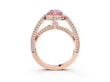 Rose gold Fancy Pink Cushion  Cut Halo Pave Split Shank Prong Setting Ring_35