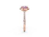 Rose gold Fancy Pink Cushion Cut Halo Round Diamond Pavé Band with Four-Prong Setting_5