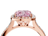 Rose gold Fancy Pink Cushion Cut Halo Round Diamond Pavé Band with Four-Prong Setting_7