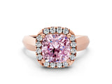 Rose gold Fancy Pink Cushion  Cut Halo Solitaire Engagement Ring with Square Band and Four-Prong Setting_134