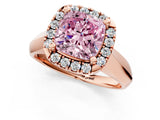 Rose gold Fancy Pink Cushion  Cut Halo Solitaire Engagement Ring with Square Band and Four-Prong Setting_135