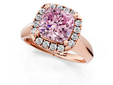 Rose gold Fancy Pink Cushion  Cut Halo Solitaire Engagement Ring with Square Band and Four-Prong Setting_67