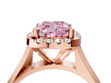 Rose gold Fancy Pink Cushion  Cut Halo Solitaire Engagement Ring with Square Band and Four-Prong Setting_70