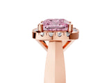 Rose gold Fancy Pink Cushion  Cut Halo Solitaire Engagement Ring with Square Band and Four-Prong Setting_71