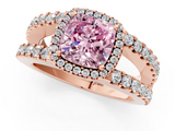 Rose gold Fancy Pink Cushion  Cut Halo Split Shank Diamond Ring with Four-Prong Setting_46