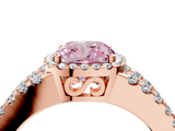 Rose gold Fancy Pink Cushion  Cut Halo Split Shank Diamond Ring with Four-Prong Setting_49