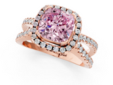 Rose gold Fancy Pink Cushion  Cut Halo Split Shank Pave Set Ring_64