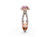 Rose gold Fancy Pink Cushion  Cut Halo Split Shank Pave Set Ring_65