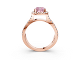 Rose gold Fancy Pink Cushion  Cut Halo Split Shank Pave Set Ring_66