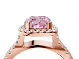 Rose gold Fancy Pink Cushion  Cut Halo Split Shank Pave Set Ring_67