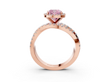 Rose gold Fancy Pink Cushion  Cut Halo Split Shank Prong Setting Ring_64