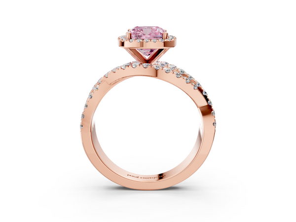 Rose gold Fancy Pink Cushion  Cut Halo Split Shank Prong Setting Ring