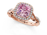 Rose gold Fancy Pink Cushion Cut Halo Twist Band with Four-Prong Setting_1