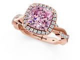 Rose gold Fancy Pink Cushion  Cut Halo Twisted Band Four-Prong Ring_21