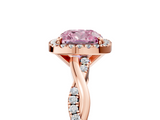 Rose gold Fancy Pink Cushion  Cut Halo Twisted Band Four-Prong Ring_25