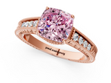 Rose gold Fancy Pink Cushion  Cut Milgrain Channel Set Engagement Ring with Solitaire Prong Setting_94