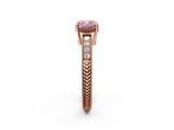 Rose gold Fancy Pink Cushion  Cut Milgrain Channel Set Engagement Ring with Solitaire Prong Setting_95