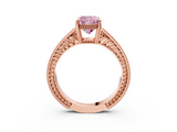 Rose gold Fancy Pink Cushion  Cut Milgrain Channel Set Engagement Ring with Solitaire Prong Setting_96