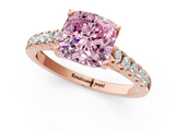 Rose gold Fancy Pink Cushion  Cut Pavé Band Solitaire Ring with Four-Prong Setting_23
