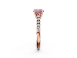 Rose gold Fancy Pink Cushion  Cut Pavé Band Solitaire Ring with Four-Prong Setting_24
