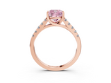 Rose gold Fancy Pink Cushion  Cut Pavé Band Solitaire Ring with Four-Prong Setting_25
