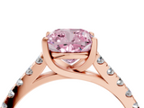 Rose gold Fancy Pink Cushion  Cut Pavé Band Solitaire Ring with Four-Prong Setting_26