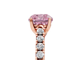 Rose gold Fancy Pink Cushion  Cut Pavé Band Solitaire Ring with Four-Prong Setting_27