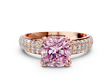 Rose gold Fancy Pink Cushion  Cut Pave Diamond Engagement Ring with Channel Set Band and Four-Prong Setting_20