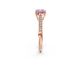 Rose gold Fancy Pink Cushion Cut Solitaire Cathedral Diamond Engagement Ring with Channel-Set Band and Four-Prong Setting_5