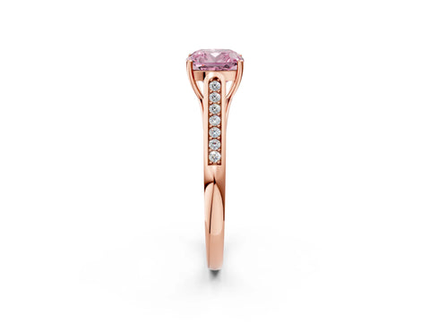 Rose gold Fancy Pink Cushion Cut Solitaire Cathedral Diamond Engagement Ring with Channel-Set Band and Four-Prong Setting_5