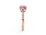 Rose gold Fancy Pink Cushion Cut Solitaire Diamond Engagement Ring with Pavé Band and Six-Prong Setting_14