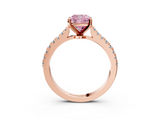 Rose gold Fancy Pink Cushion  Cut Solitaire Diamond Engagement Ring with Pave Band and Four-Prong Setting_170