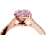 Rose gold Fancy Pink Cushion  Cut Solitaire Diamond Engagement Ring with Pave Band and Four-Prong Setting_171