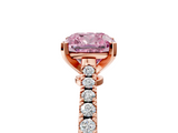 Rose gold Fancy Pink Cushion  Cut Solitaire Diamond Engagement Ring with Pave Band and Four-Prong Setting_172