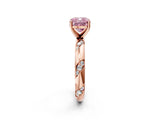 Rose gold Fancy Pink Cushion Cut Solitaire Diamond Engagement Ring with Twisted Pave Band and Four-Prong Setting_17